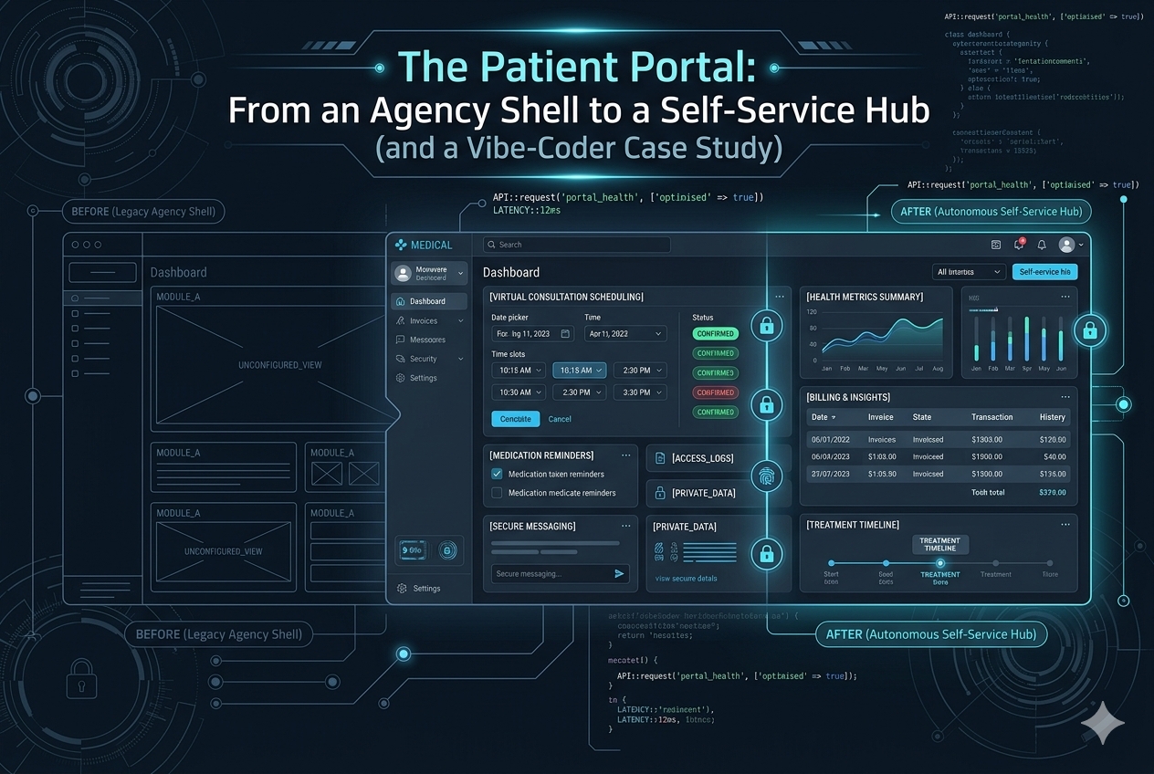 The Patient Portal: From an Agency Shell to a Self-Service Hub (and a Vibe-Coder Case Study)