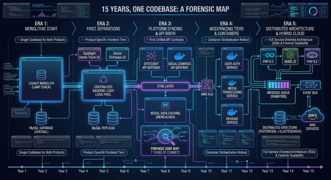15 Years, One Codebase: A Forensic Map of Spotlight Home Tours and Social Compass